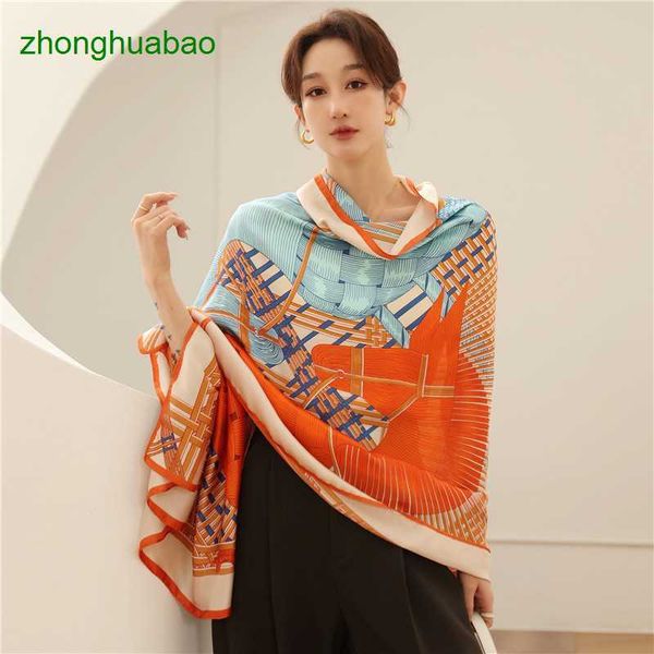

hemres designer scarves early spring korean edition elegant temperament women's air conditioner long shawl fashion contrast color thin, Blue;gray