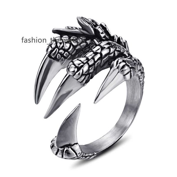 

men stainless steel claw ring vintage open cool wild dragon claw rings gothic punk biker, Silver