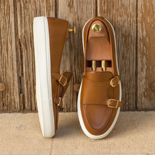 

new black mens vulcanize shoes pu leather brown double buckle monk mens casual shoes handmade size 38-46 men shoes