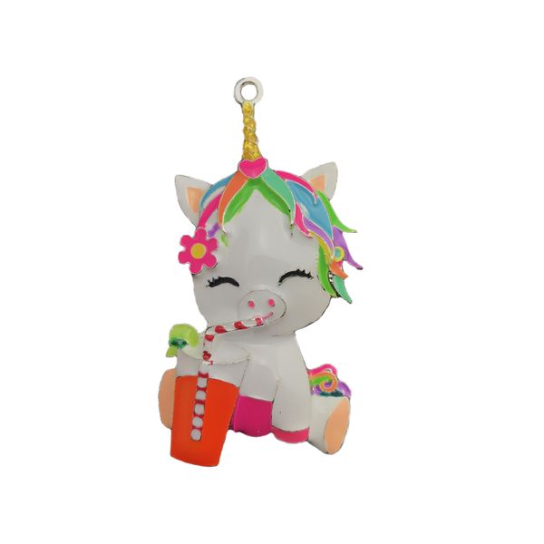 

10pcs/lot enamel unicorn shape pendant cute animal shape charm pendants for necklace, Silver