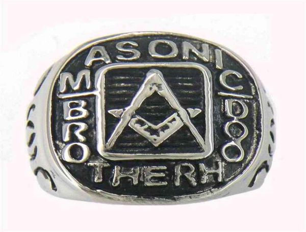 

stainless fanssteel steel mens or wemens jewelry masonary master mason brotherhood square and ruler masonic ring gift 11w1528193102120, Silver
