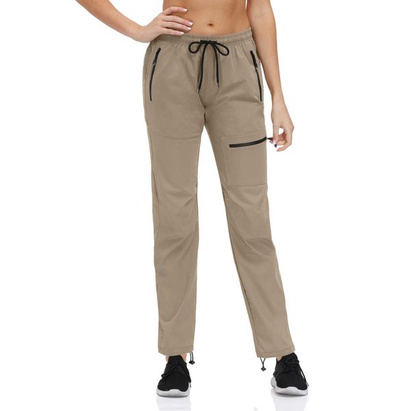 

new outdoor women's woven thin stretch mountaineering pants casual sports pants anti splashing, Black;white