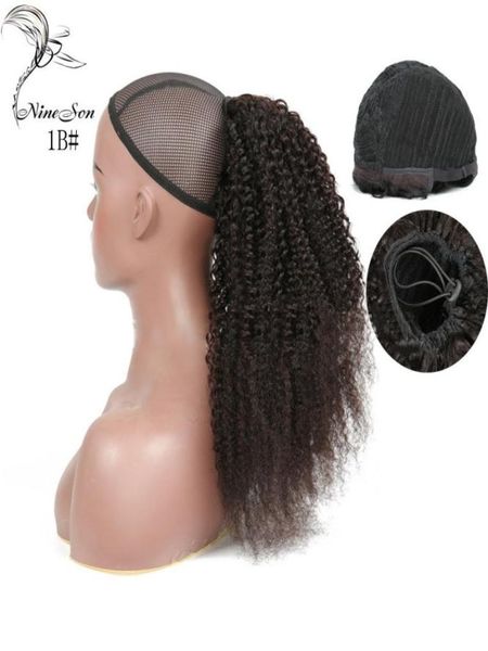 

human hair naturally curly ponytail drawstring style01231204044, Black