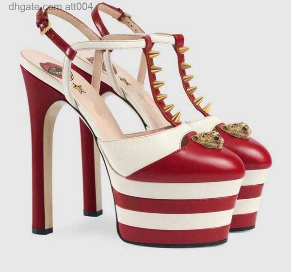 

summer high heel sandals women spiked rivets studded one belt strap platform t-show shoes for women gladiator salto alto zapatos de mujer&#0, Black