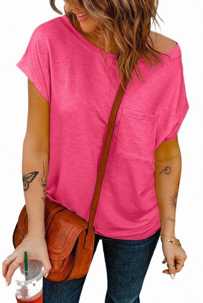 

rose pocketed tee with side slits 2023 new o9v3#, White