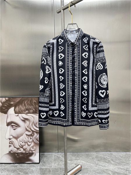 

fashion designer slim shirt for men 3d medusas black gold floral print men's dress long sleeve business casual -3xl u2, White;black