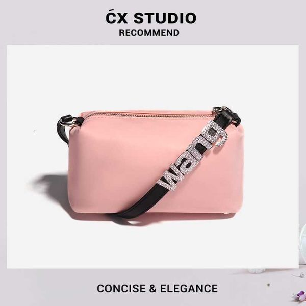 

new fabric small korean edition nylon square handheld women bag inlaid diamond letter 2023 water big king fashion