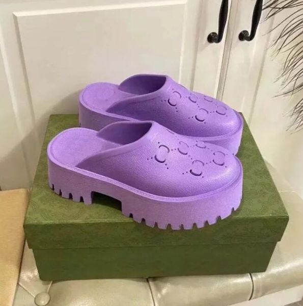 

luxury slippers brand designers women ladies hollow platform sandals made of transparent materials fashionable lovely sunny beach woman shoe, Black