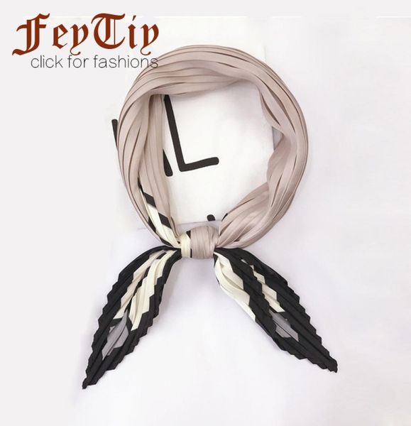

beige wrinkle bandana scarf women039s fashion crepe kerchief scarves 2018 new diamond print small neck crumple headband 10540c7011258, Blue;gray