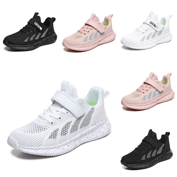 

2023 summer children's running shoes boys girls flying weave mesh breathable small white shoes anti slip pink casual sports sneakers ou, Black