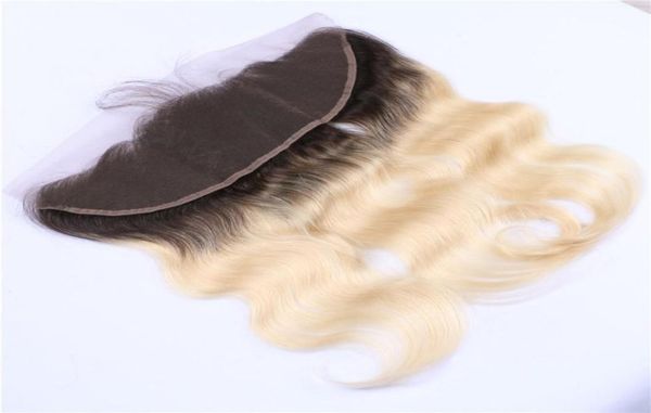 

two tone 1b613 blonde ombre human hair lace frontal closure 13x4 with baby hair body wave dark root blonde full lace frontals9159546, Black;brown