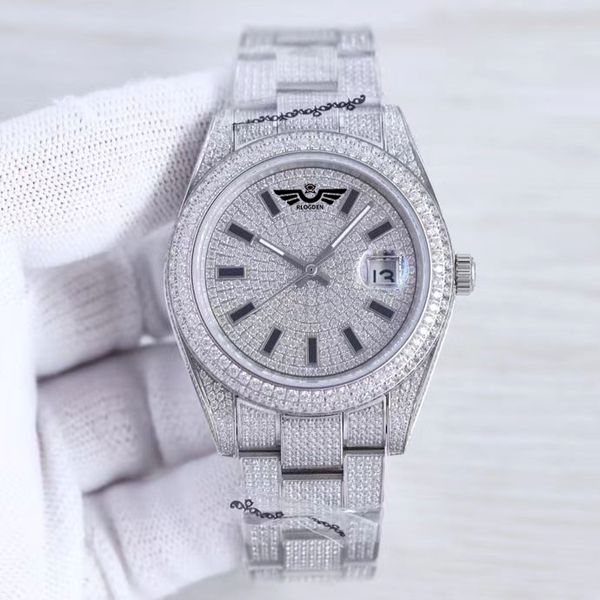 

5 star super 9 style full diamond watch president datejust 41mm 228236 black nail automatic 18k sapphire watches mens men's wristwatche, Slivery;brown