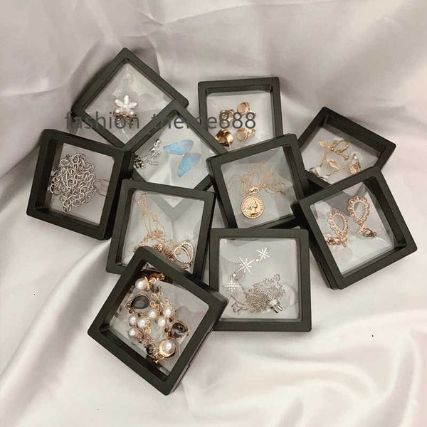 

jewelry stand 10pcslot transparent display box case ring necklace bracelet organized 3d floating square frame storage collection 230517, Black