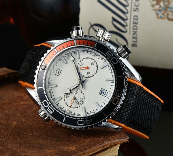 

omeg new six needles stitches luxury mens watches quartz watch brand designer clock black leather belt men fashion accessories holiday gifts, Slivery;golden