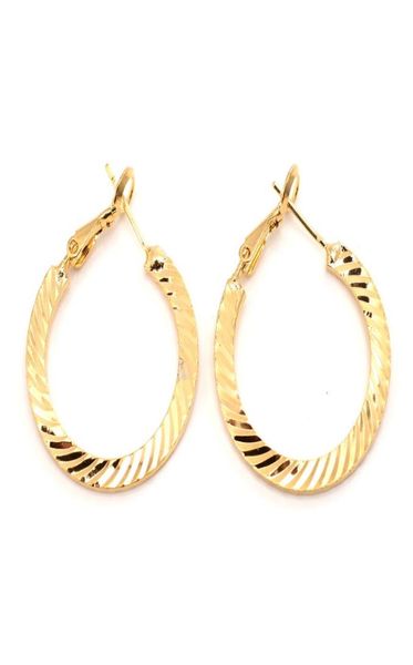 

fashion 14 k fine gold gf hoop earrings for women elegant metal round circle ear vintage jewelry gift8730583, Golden;silver