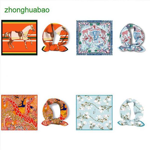 

hemres designer scarves style love horse pattern imitation silk small square classic professional flight attendant decorative scarf female, Blue;gray