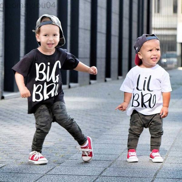 

t-shirts big brother little brother t shirt sibling short sleeve tees clothes kids baby boys letter printed fashion brothers t-shirt aa2305, Blue