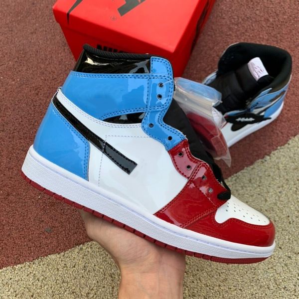 

with box authentic basketball shoes 1 1s high og fearless white university blue-varsity red-black lifestyle designer sports sneakers