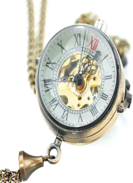

steampunk transparent glass ball mechanical pendant pocket watch chain new mens p100 t2005022909151, Slivery;golden