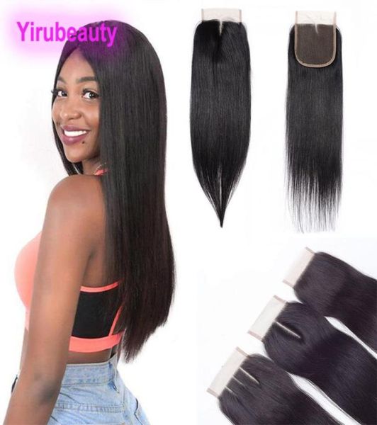 

malaysian 100 unprocessed human hair 4x4 lace closure straight hair mink hair extensions virgin natural color7503478, Black;brown