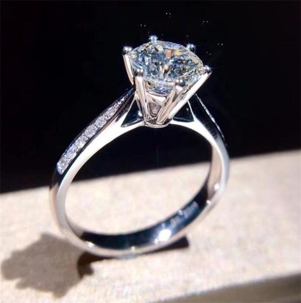 

925 sterling silver ring fine jewelry round cut 1ct ij anniversary wedding diamond rings for girlfriend 2202165143269, Slivery;golden