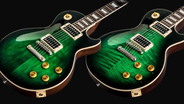 

1959 slash anaconda burst flame maple green electric guitar dark brown mahogany body, tuilp tuners, chibson guitars