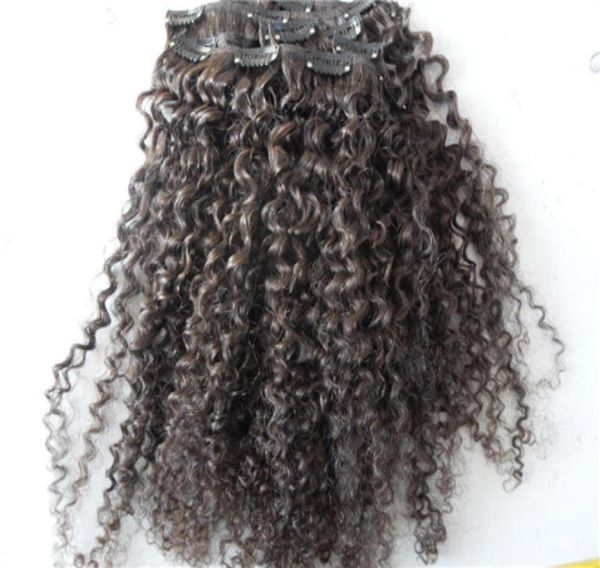 

new chinese curly hair weft clip in kinky curl weaves unprocessed natural black color dark brown color human extensions chinese ha6331599, Black;brown