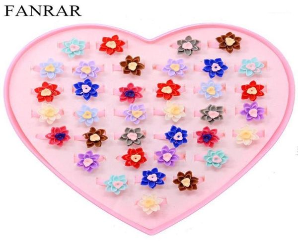 

whole fashion jewelry 36pcs lovely mix twotone flower rose rings for children kids baby girls adjustable gifts band2771925, Silver