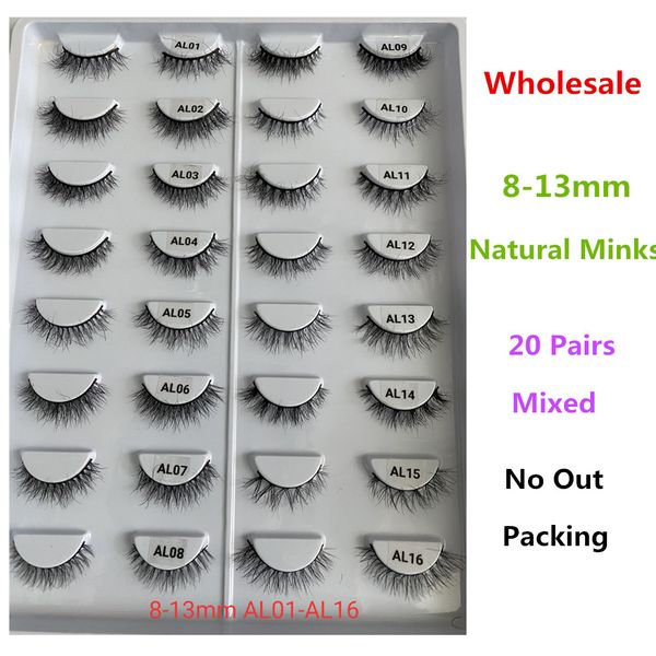 

natural mink lashes 20 pairs mixed 8-13mm al serieds full strip lash short false eyelashes