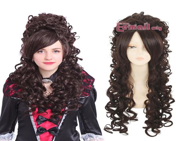 

gtgtgt baroque brown renaissance long wave curly cosplay wig1010667, Black;brown