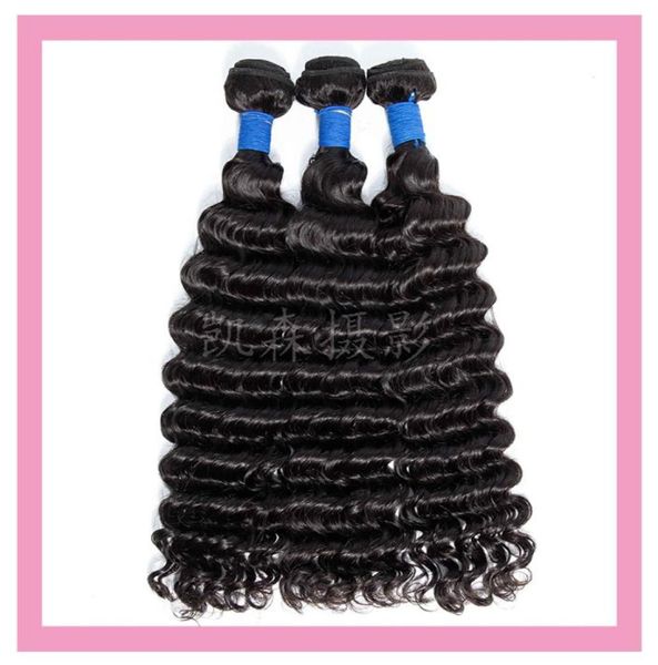 

brazilian virgin hair deep wave 3 or 4 bundles 100 human hair unprocessed hair wefts natural color deep curly1678722, Black