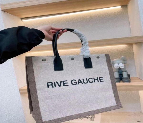 

2022 early spring new bags rive gauche ns series linen white linen shopping handbag fashion linens large beach luxur5349907