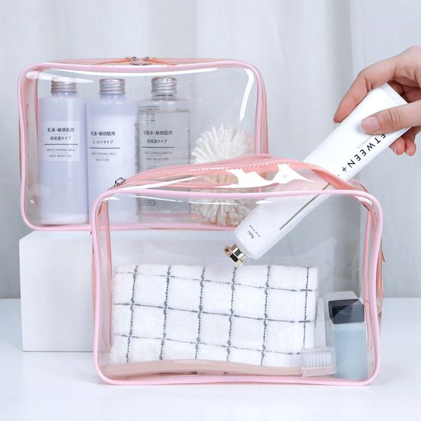 

dhl50pcs cosmetic bags lady pvc transparent large capacity solid waterproof protable wash bag