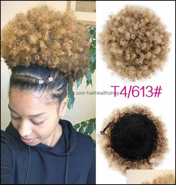 

ponytails hair extensions products synthetic curly ponytail african american short afro kinky wrap dstrin dhjrk9805720, Black
