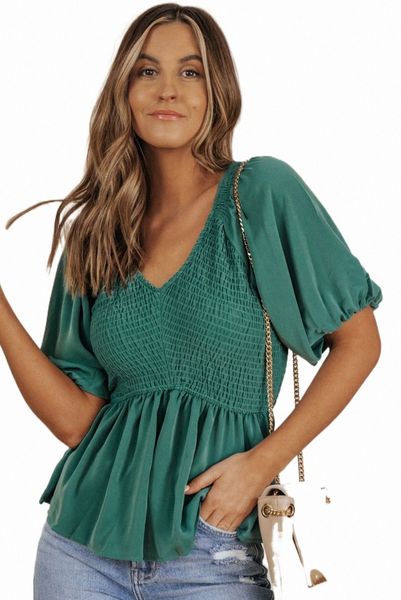 

green puff sleeve smocked 2023 new 2023 new s0cz#, White