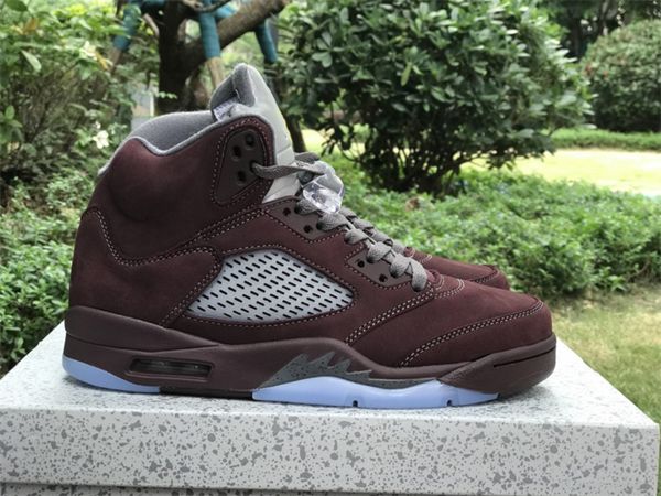 

basketball shoes jumpman 5 retro burgundy og designer sneakers with original box