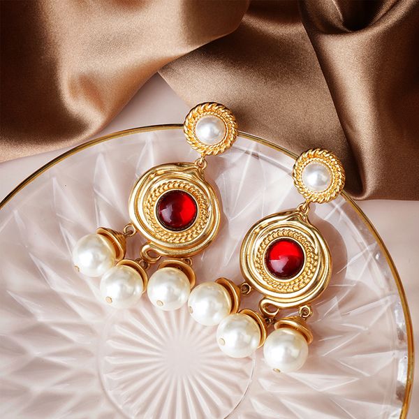 

hoop huggie vintage layer white pearl tassel earrings party women round geo statement pendant earring jewelry accessories brinco 230517, Golden;silver
