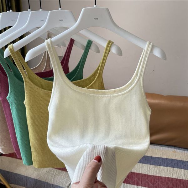 

camisoles tanks casual thin ice silk knit sleeveless camisole women's summer vests skinny tank o-neck sleeveless striped bottoming cam, Black;white