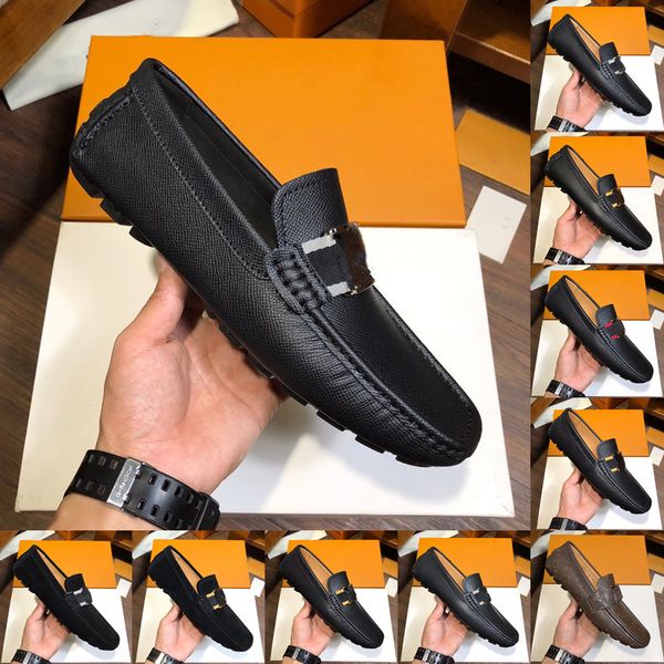 

20model designer men loafers shoes men zapatos de hombre slip-on leather luxurious dress shoes black brown driving moccasin soft non-slip lo