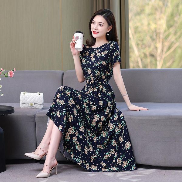 

dresses vintage floral dress for women clothes summer 2023 boho chic and elegant woman dress korean fashion short sleeve summer sundress, Black;gray