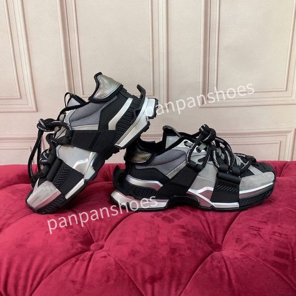 

2023new brand womens mens designer leather lace-up sneakers fashion lady flat running letters shoes sneaker, Black