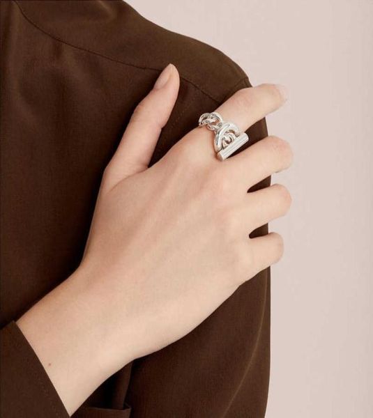 

ghidbk hollowed thick chunky statement chains rings for women minimalist unique design ot ring street style ins ring whole q076150070, Silver