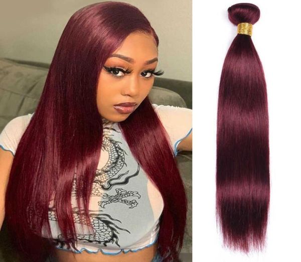 

hair bulks 99j human bundles pre colored weave brazilian straight non dark red 2209241900919, Black