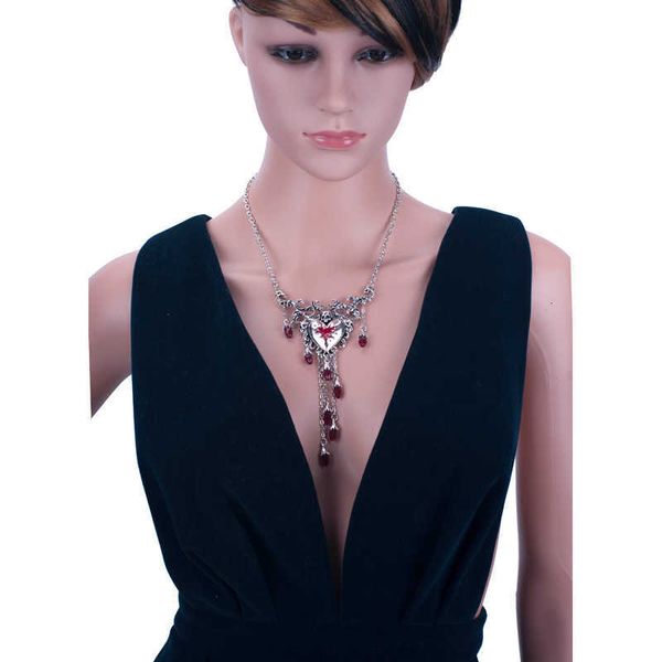 

jewelry pendant necklace halloween red oil drop diamond necklace pendant, Black