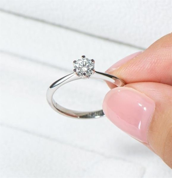 

solitaire ring iogou mosanite diamond rings for women 05 engagement round cut solitaire ring real 925 sterling silver whole je8956623, Golden;silver
