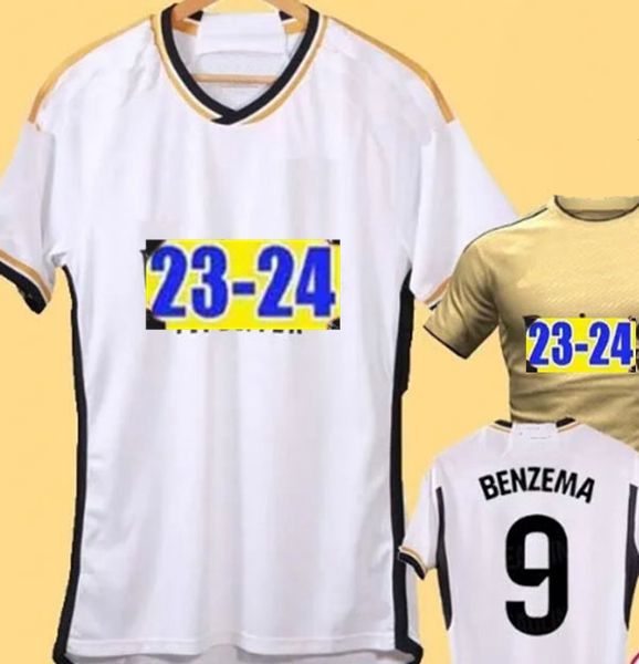 

benzema soccer jerseys 2023 2024 vini jr tchouameni modric kroos valverde de foot shirt real madrids maillots football shirt kit uniform, Black;yellow
