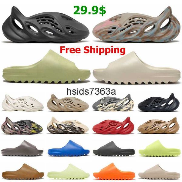 

designer slippers mens women foam runners slides onyx earth brown resin soot slipper sliders mx moon grey sand ararat mist foam runner, Black