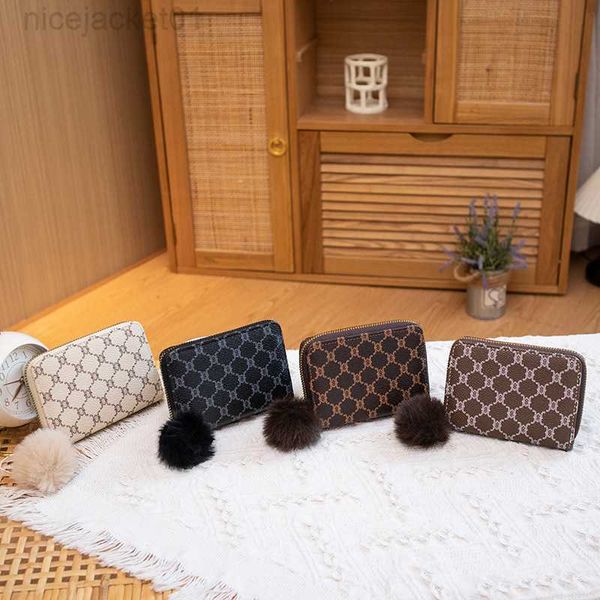 

women's bag printed plaid wallet 2023 new women's short zero wallet ins handbag