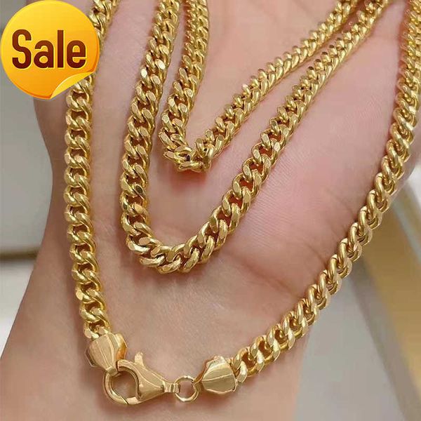 

18k solid gold cuban link chain 1.7mm-10mm thick necklace custom length hip hop jewelry dubai 18k gold chain necklace new design, Silver