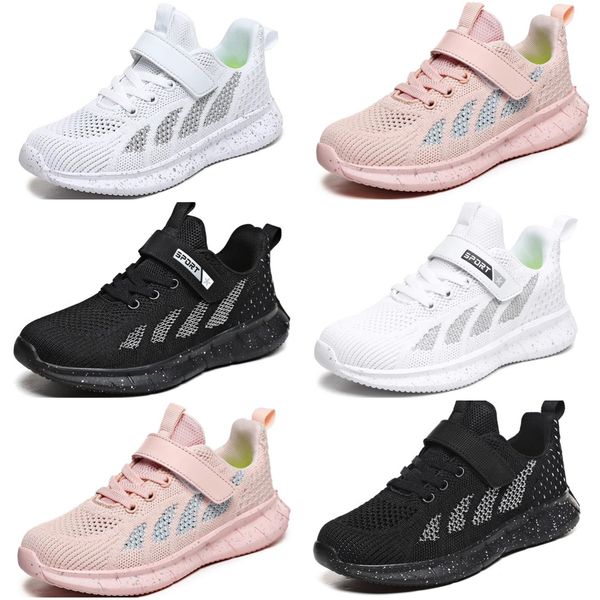 

2023 children's running shoes boys girls flying weave mesh breathable small white shoes anti slip pink kids casual sports sneakers outd, Black